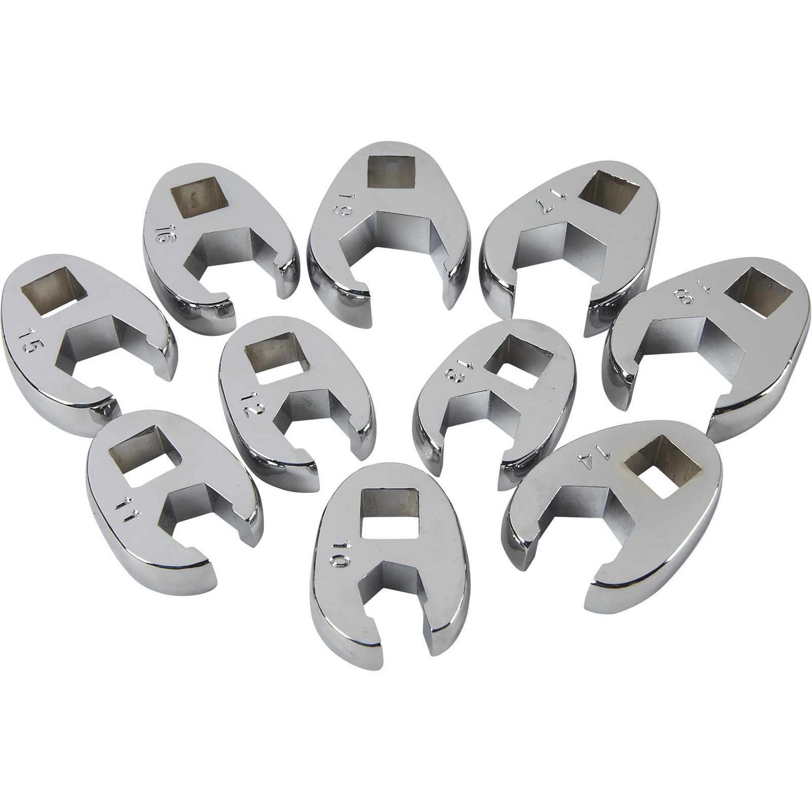 Klutch 3/8in. Drive Crowfoot Flare Nut Wrench Set, 10-Pc., Metric