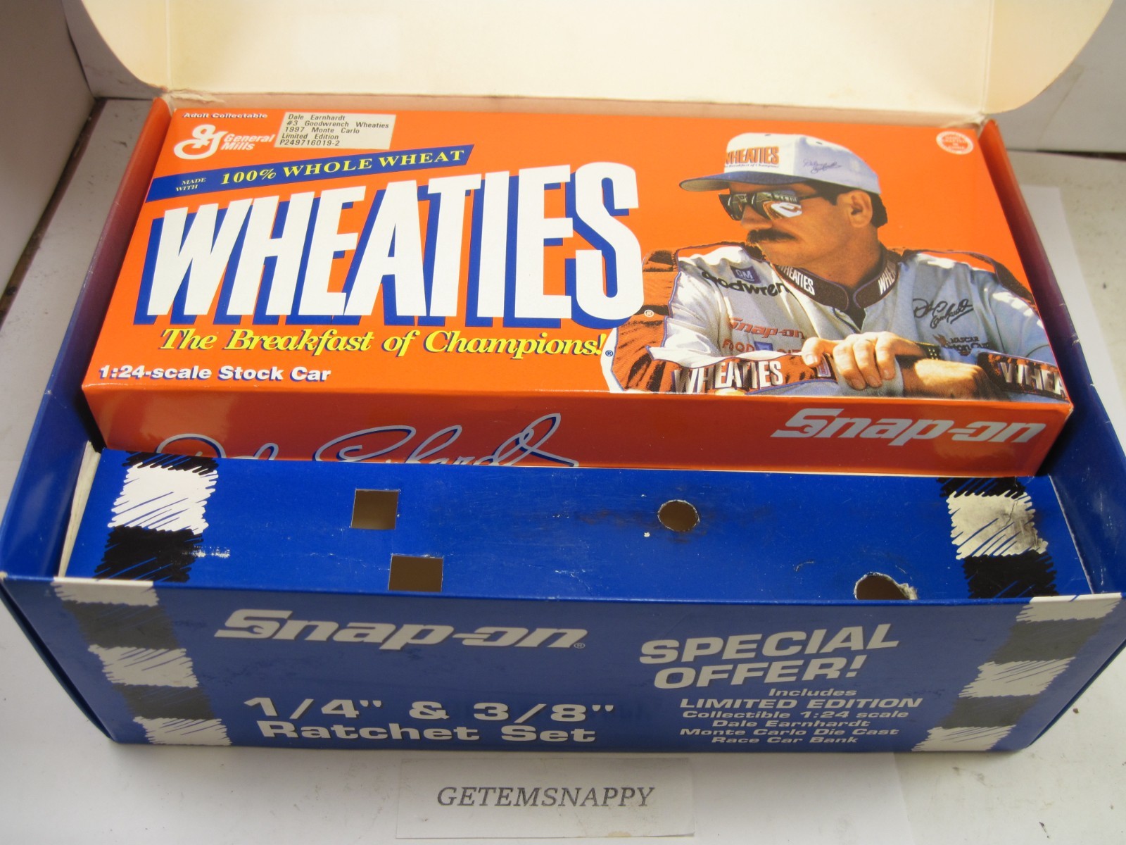 Snap On 3/8″ & 1/4″ Drive Dale Earnhart Ratchet Set Box W/Wheaties Car NEW