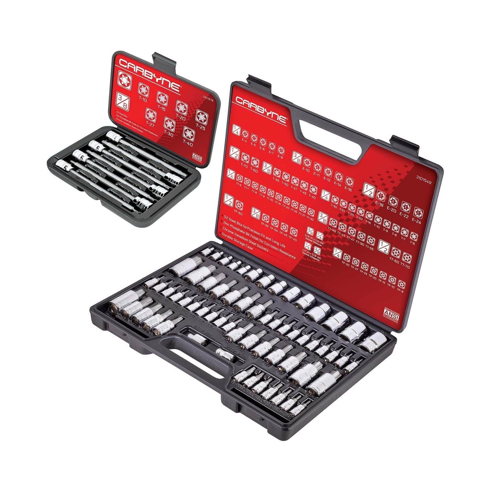 CARBYNE 62 Piece Master Torx Bit Socket Set & Torx External Socket Set AND 7 …