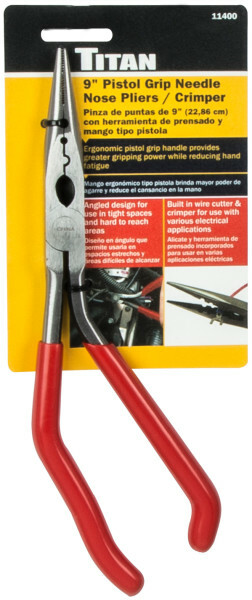 Titan 11400 9″ Pistol Grip Needle Nose Pliers & Crimper
