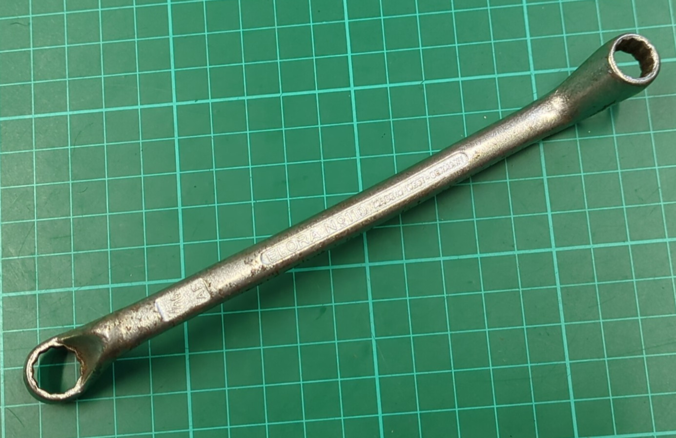 Elora No110, 3/8″ x 7/16″ AF Chrome Vanadium, Offset Ring Spanner, West Germany