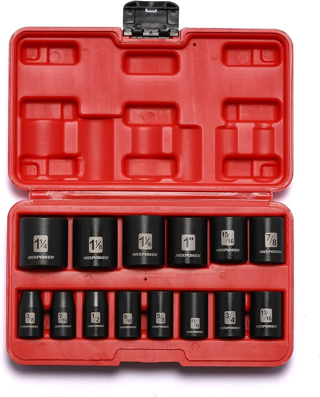 Chrome Vanadium 14-Piece Impact Socket Set with Black Phosphate Finish