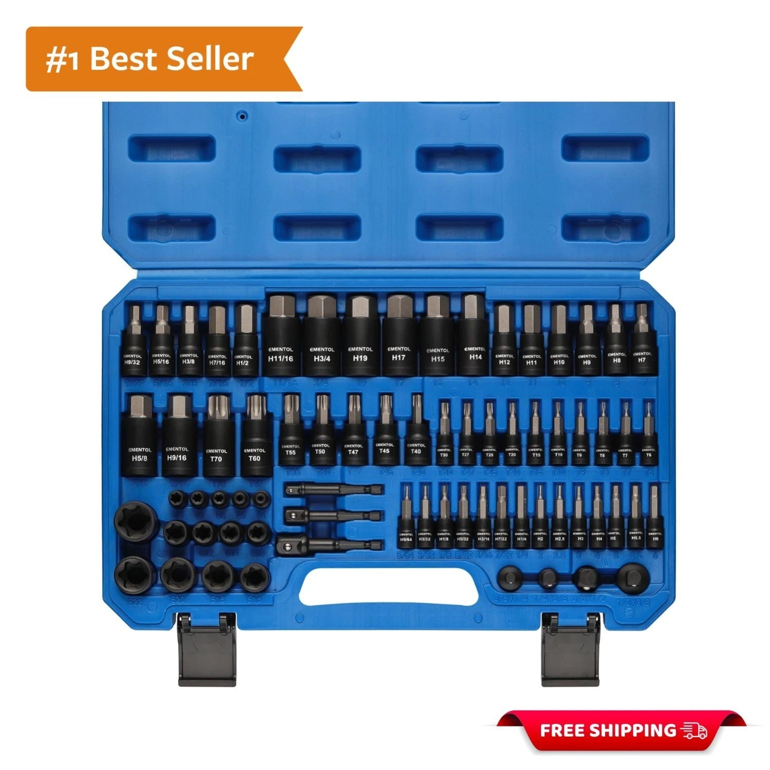71-Piece Torx Bit & Hex Bit Socket Set, Master SAE/Metric Bits, 1/4″, 3/8″ an…