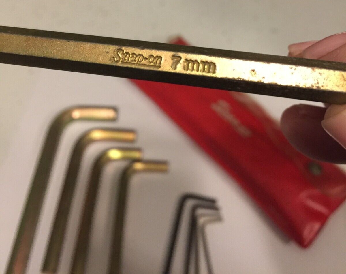Vintage Snap-on Tools 5 Piece Hex Allen Wrench Set W/ Classic Red Pouch 