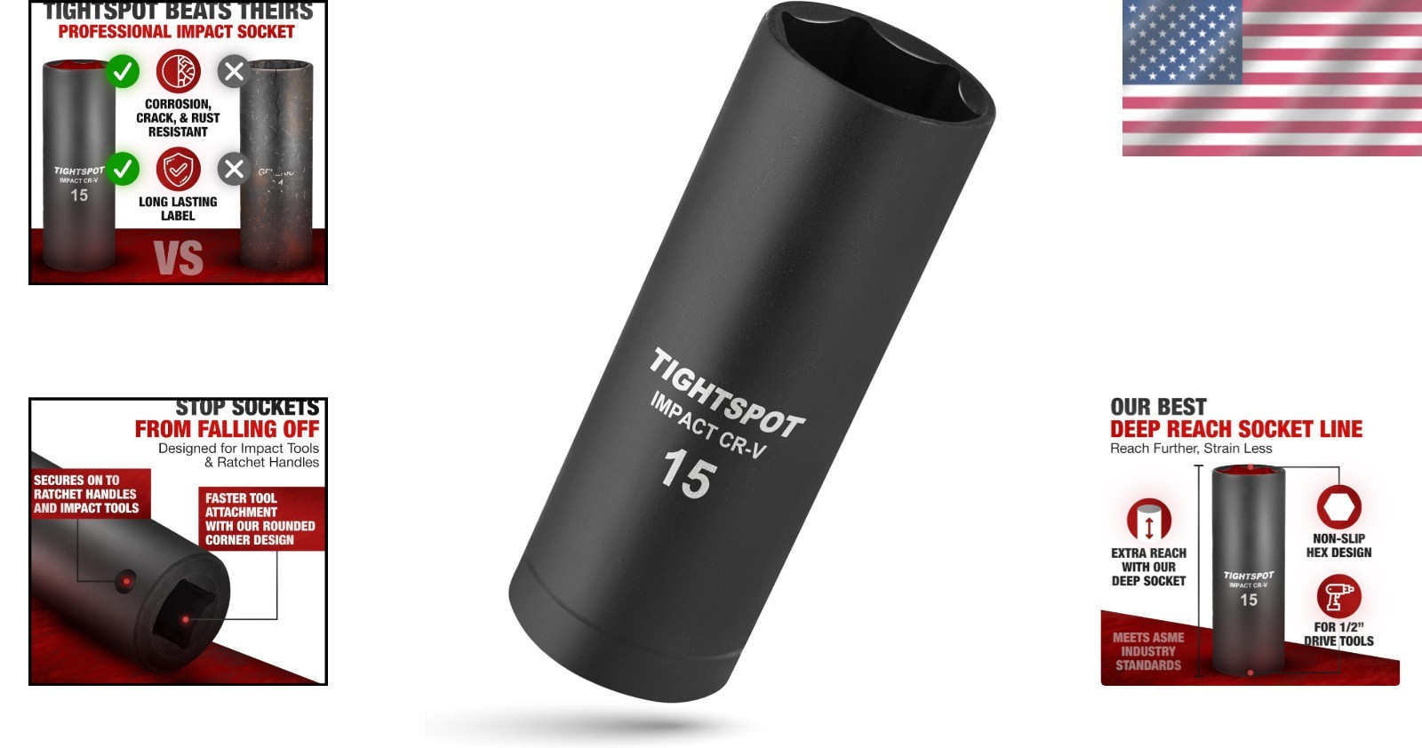 15mm Deep Impact Socket – Manganese Phosphate Finish