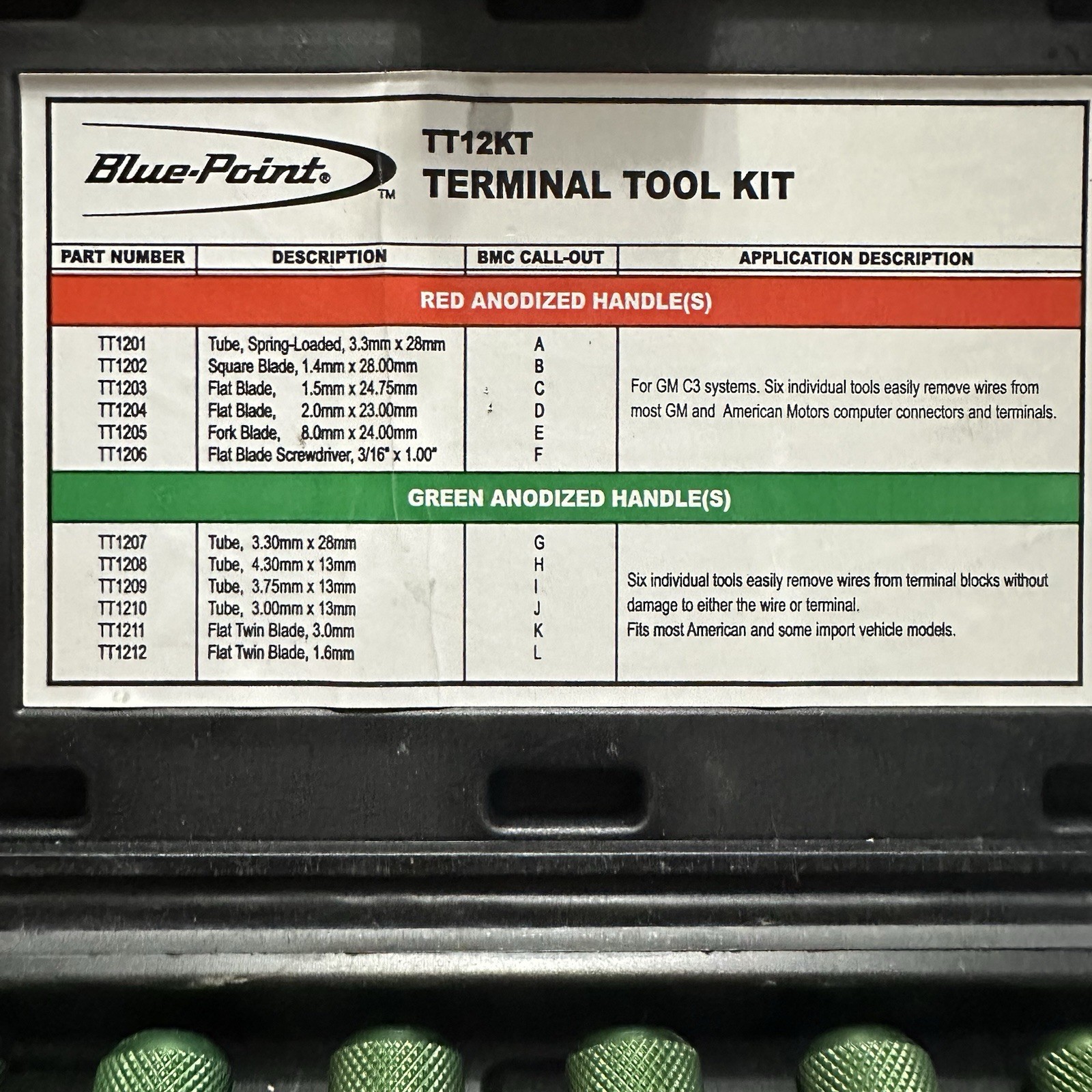 Blue-Point TT12KT 12pc Terminal Tool Kit GM Weather Pack w/ Case Snap-on
