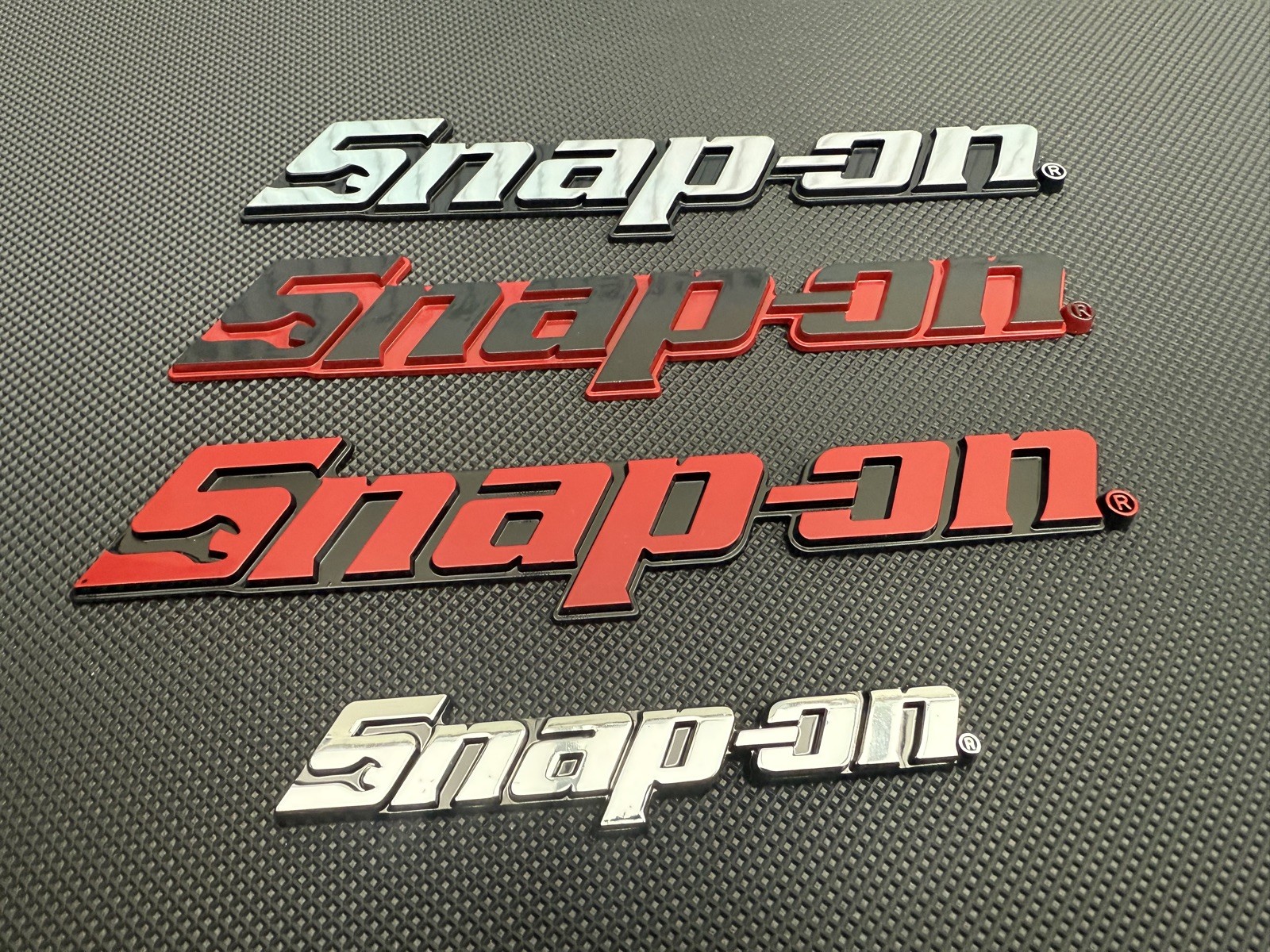 New Snap On LOGO 8” BLACK METAL Toolbox Roll Cab Badge Logo Emblem Sticker Decal