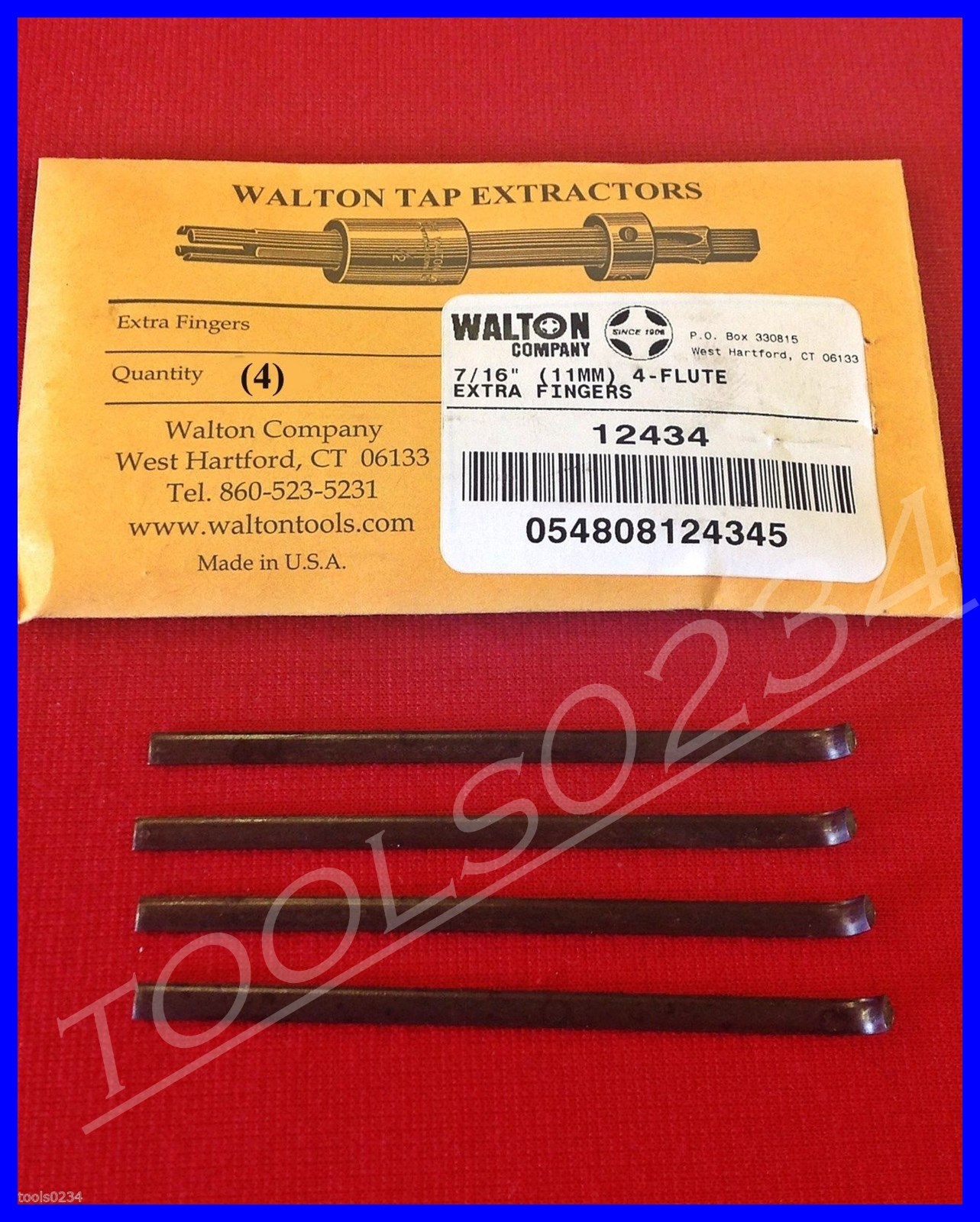 7/16″ 4 Flute Tap Extractor Walton 12434 Replacement Fingers
