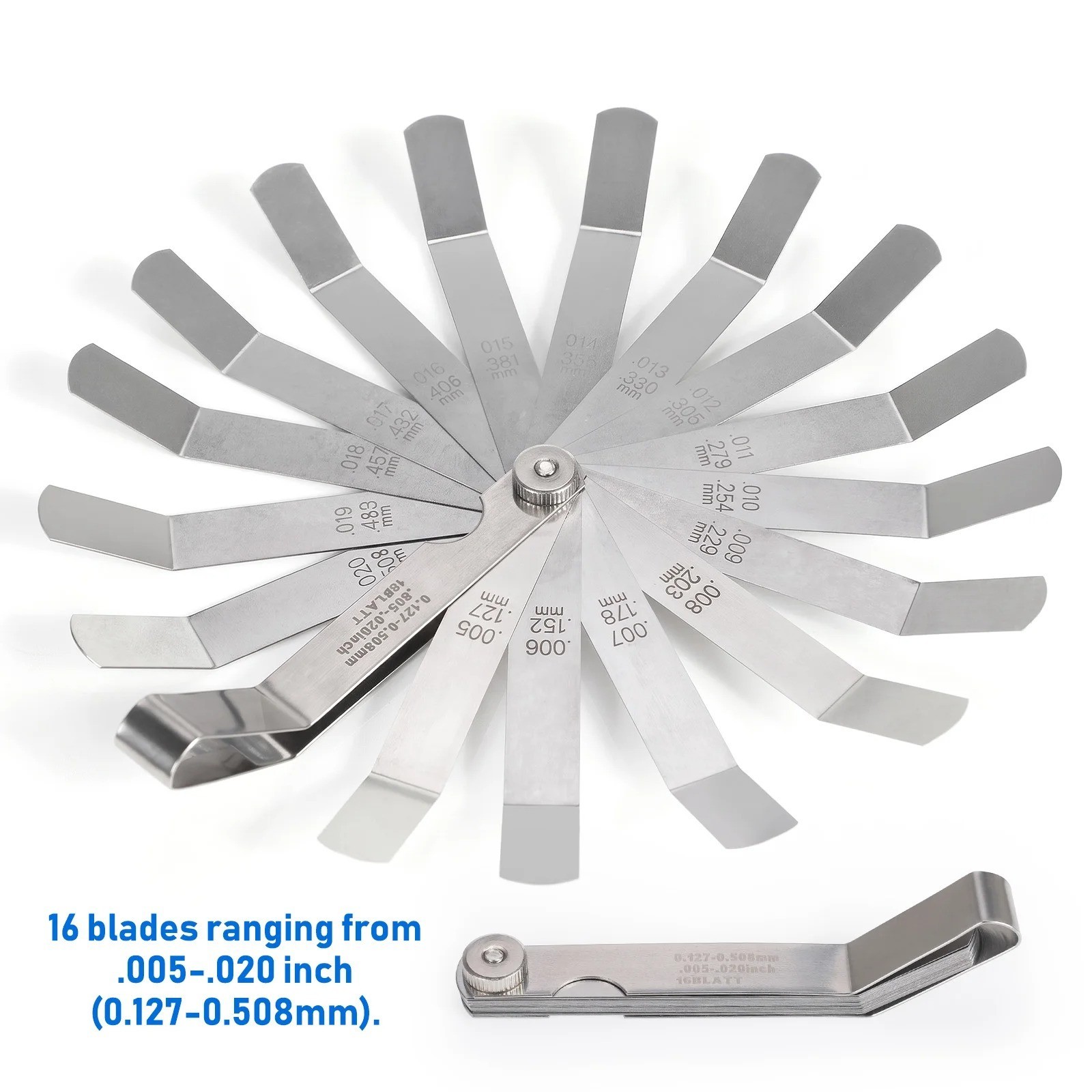 Feeler Gauge Set Stainless Steel 32 Straight 16 Offset Blades SAE Metric