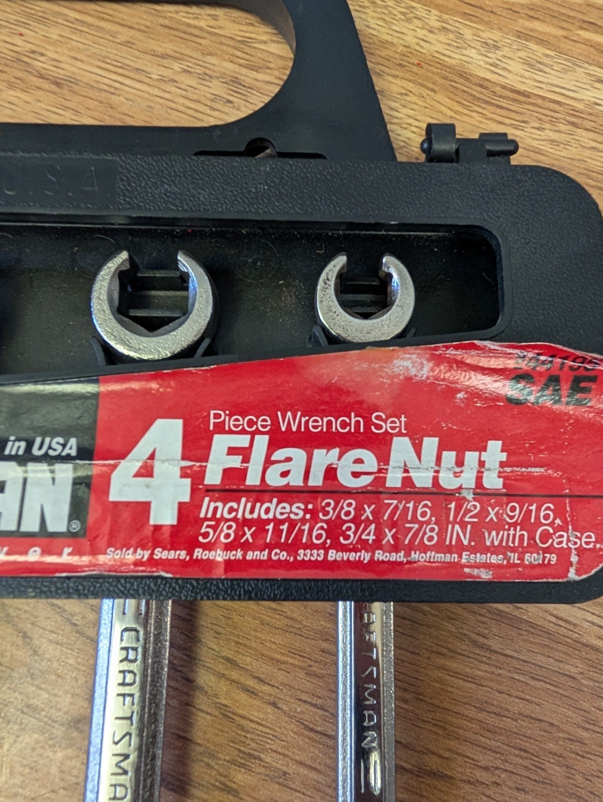 VINTAGE CRAFTSMAN 44195 4pc SAE FLARE NUT LINE WRENCH SET with CASE – VGC USA