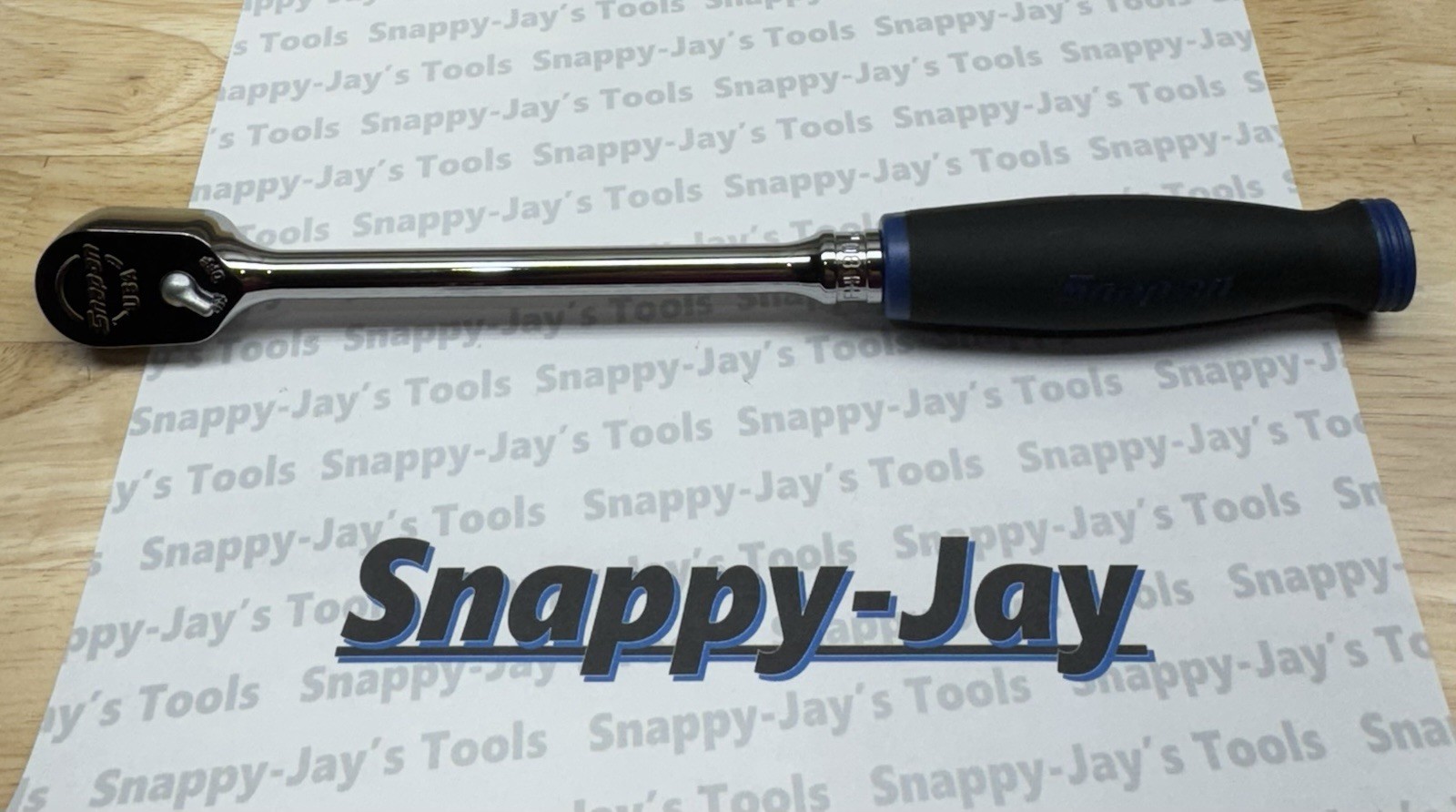 Snap-on Tools USA NEW 3/8″ Drive POWER BLUE Soft Grip LONG Fixed Ratchet FHL80MB