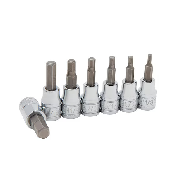 NEW Kobalt 7 pc SAE 3/8-in Drive Hex Bit Driver Socket Set Chrome 81721 2884752