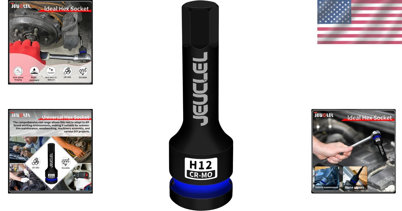 H12 12mm Chrome Molybdenum Hex Impact Bit Socket 1/2-Inch Drive – Durable Design
