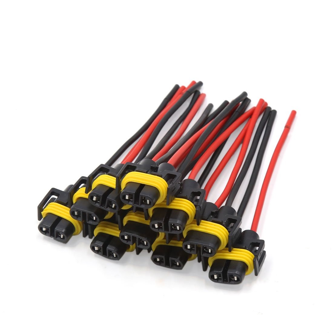 uxcell 10 Pcs H11 H8 880 881 Female Adapter 18 x 14 x 3.5 cm, Black,Yellow
