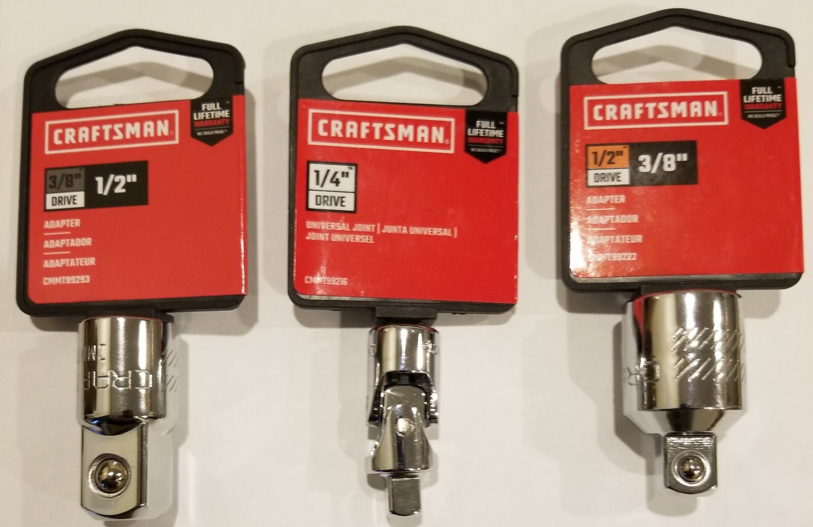 3x CRAFTSMAN 3/8 to 1/2 + 1/2 to 3/8 Socket Adapters + 1/4″ Universal Joint NEW