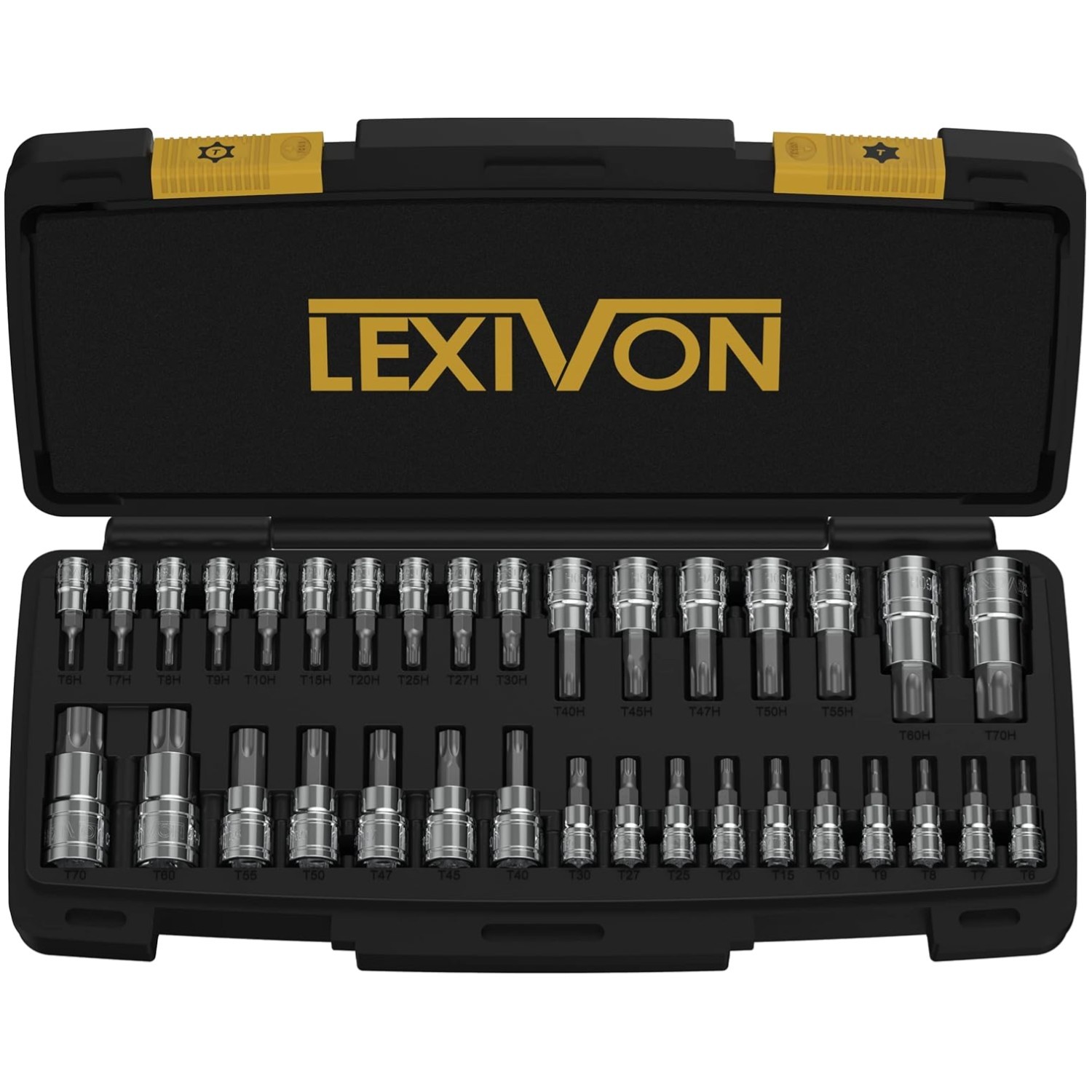 34-Piece Complete TORX Bit Socket Set in Chrome Vanadium Steel – Polished Finish