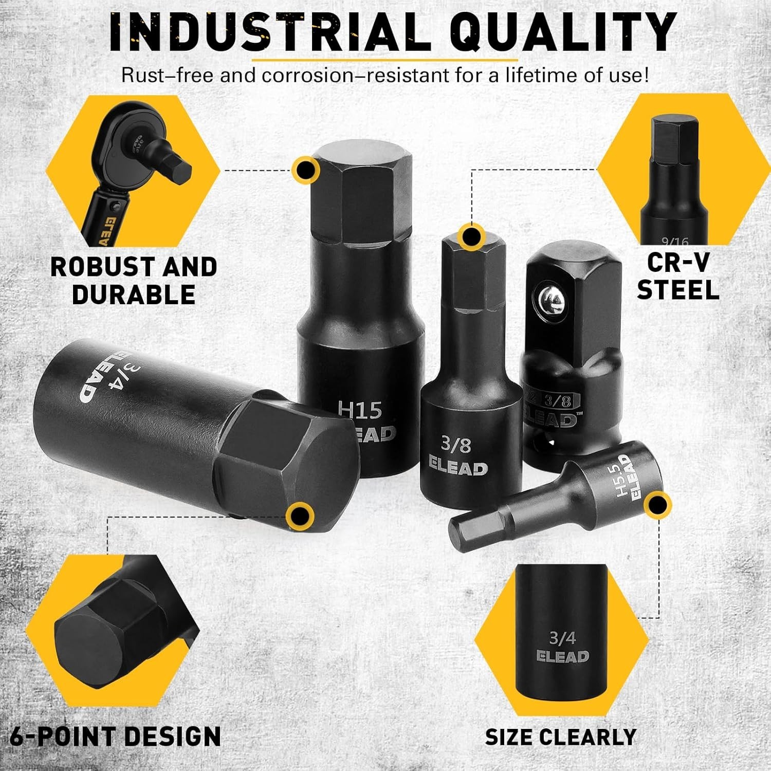 Hex Bit Impact Socket Set: 36-Piece with 4 Adapters, 1/4″, 3/8″, 1/2″Drive Ma…