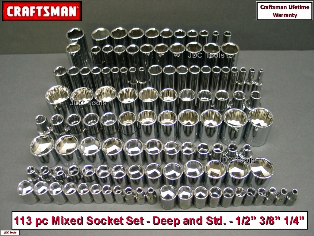 CRAFTSMAN Hand Tools 113 pc Socket Set Ratchet w both 3/8 & 1/4 Deep 116