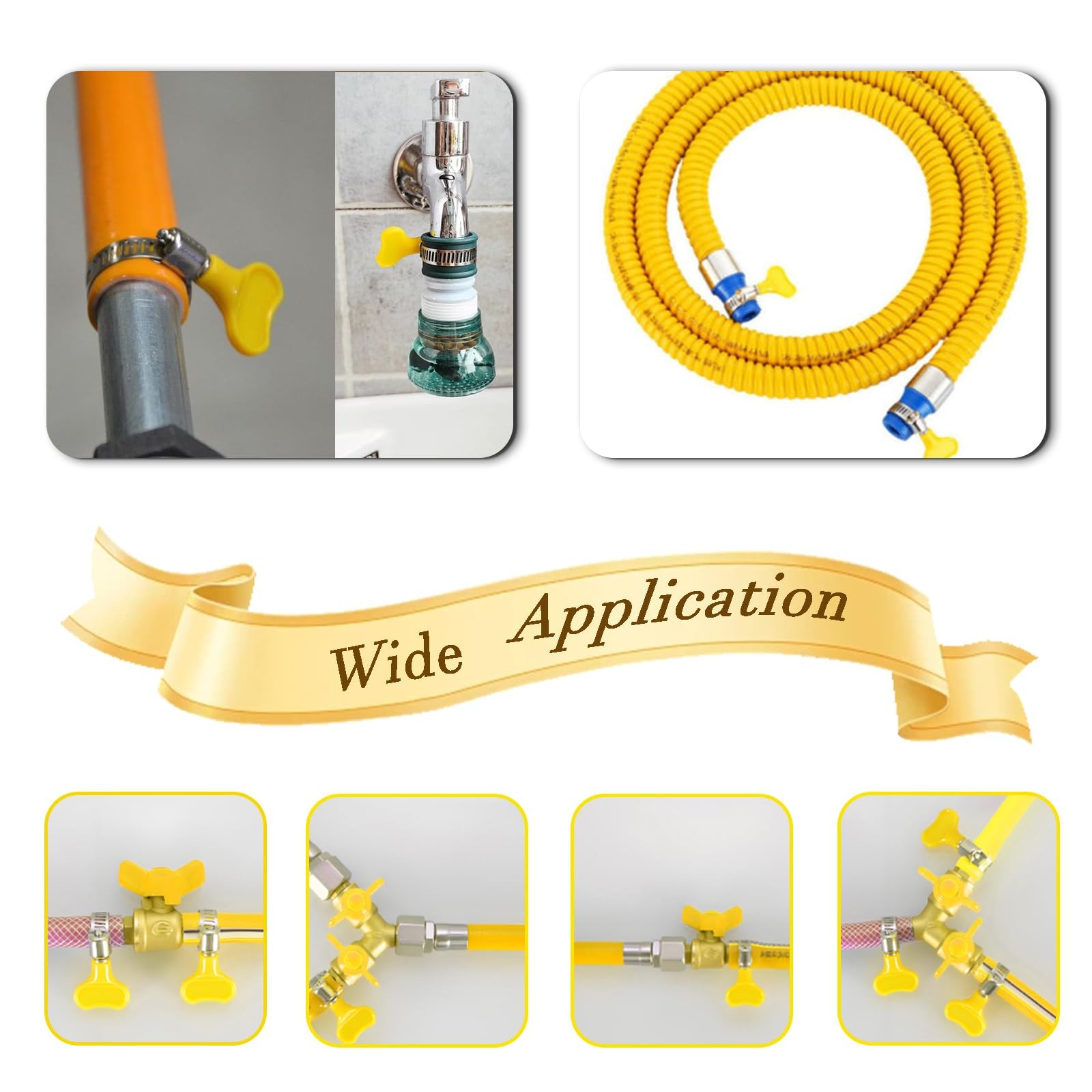 Dianrui 30 PCS Thumb Screw Hose Clamps Assortment 30PCS(5/16″-1-1/8″), Yellow