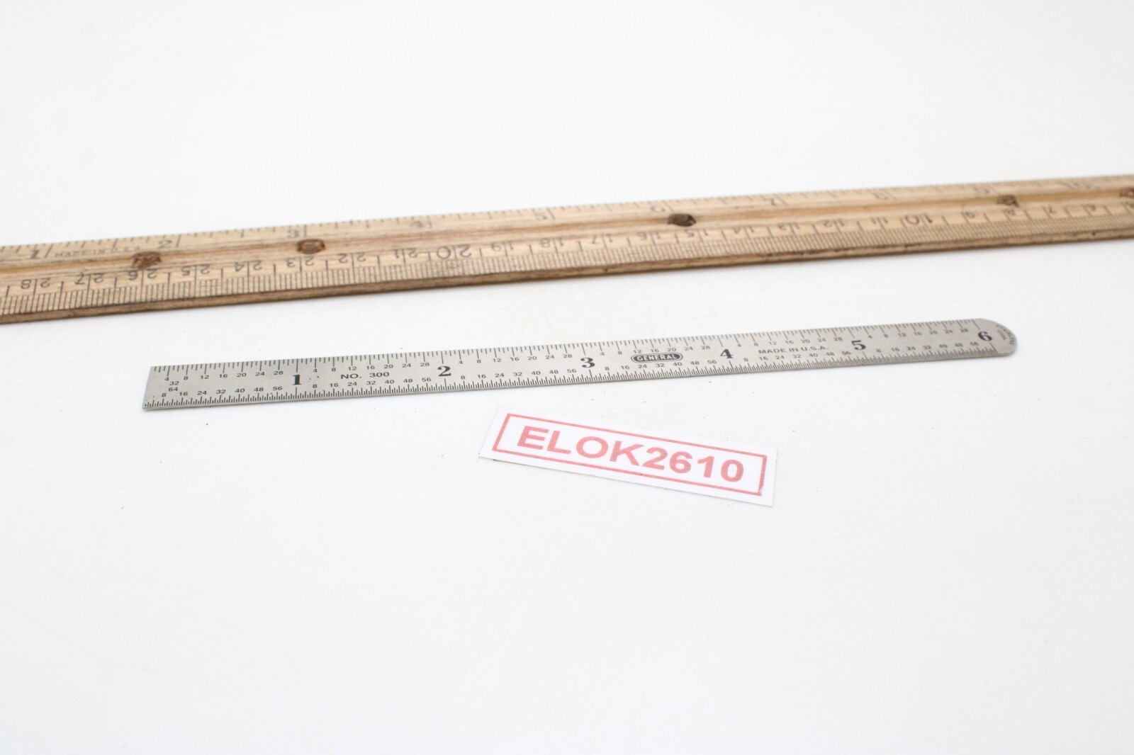 General No.300 6″ Steel Decimal Equivalents Scale Depth Gauge Pocket Size USA