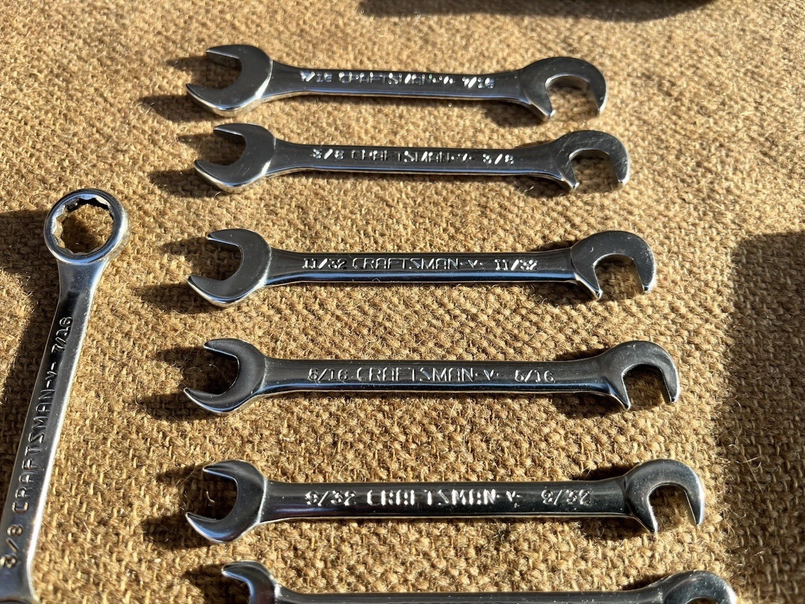 Vtg 8pc Craftsman 4306 SAE Open End Ignition Wrench Set USA +Extra 3/8 Combo -v-