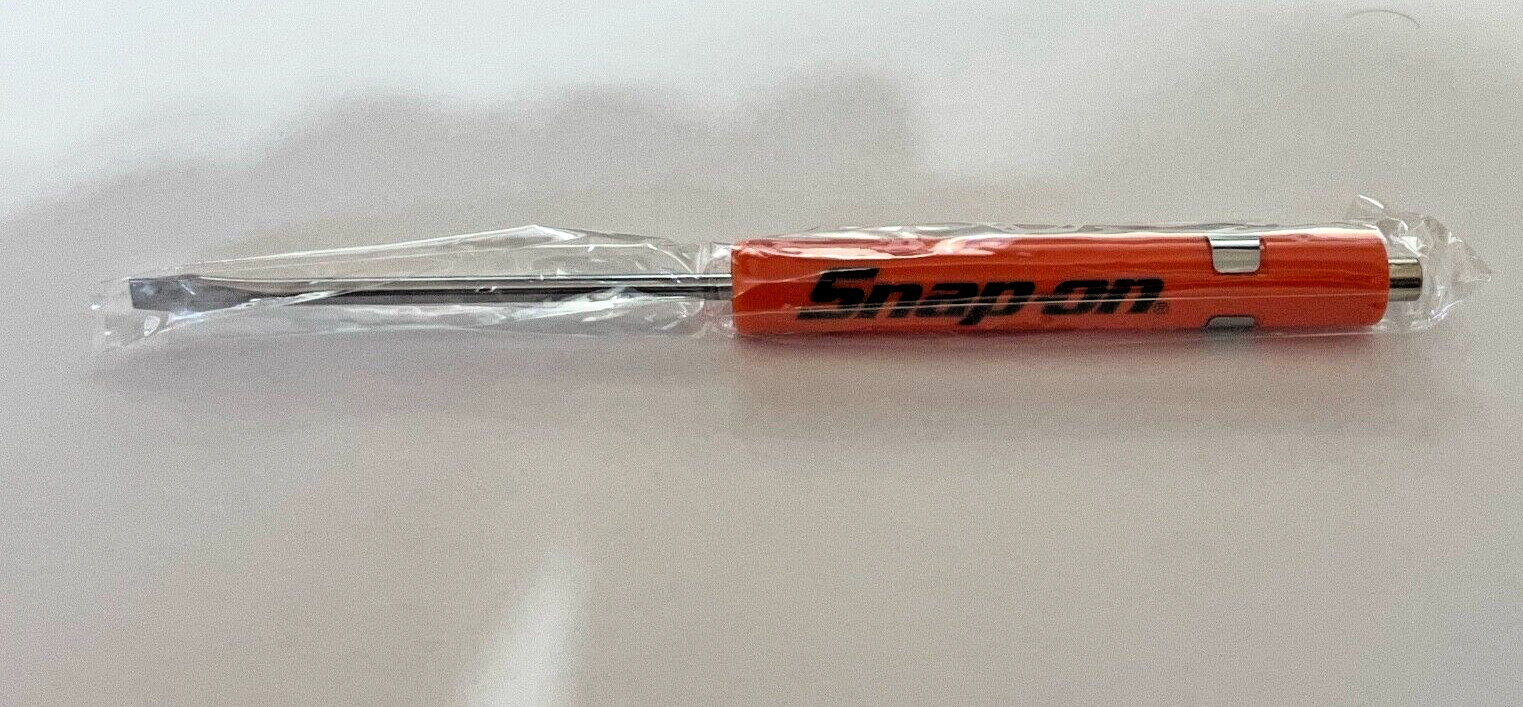NIP ORANGE Snap-on Tools Flat Tip Pocket Screwdrivers w/Clip & Magnetic End