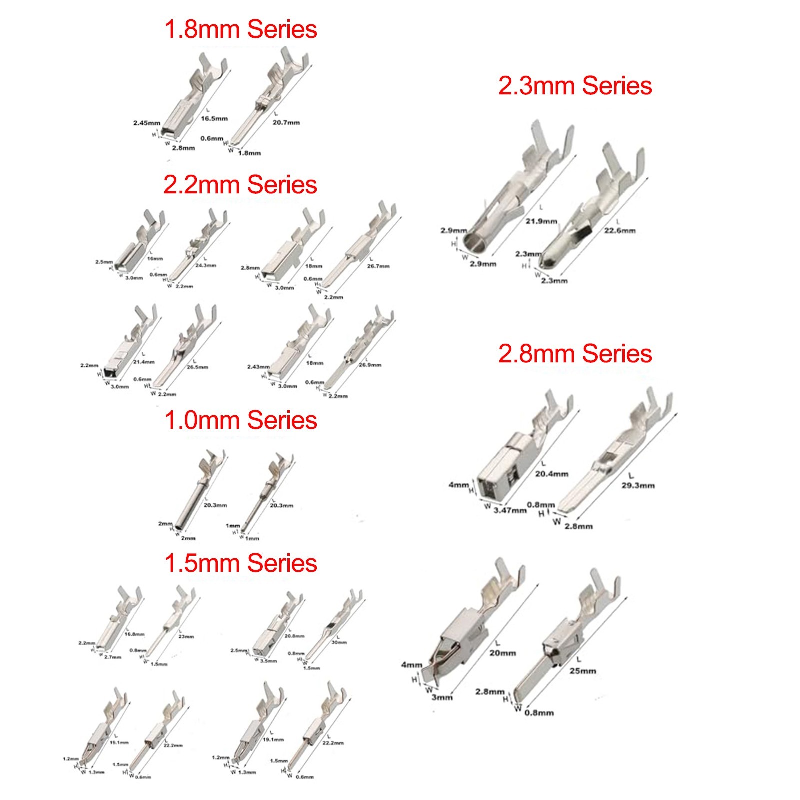 Electrical Connector Pins Kit 500Pcs with Multiple Sizes for Applications