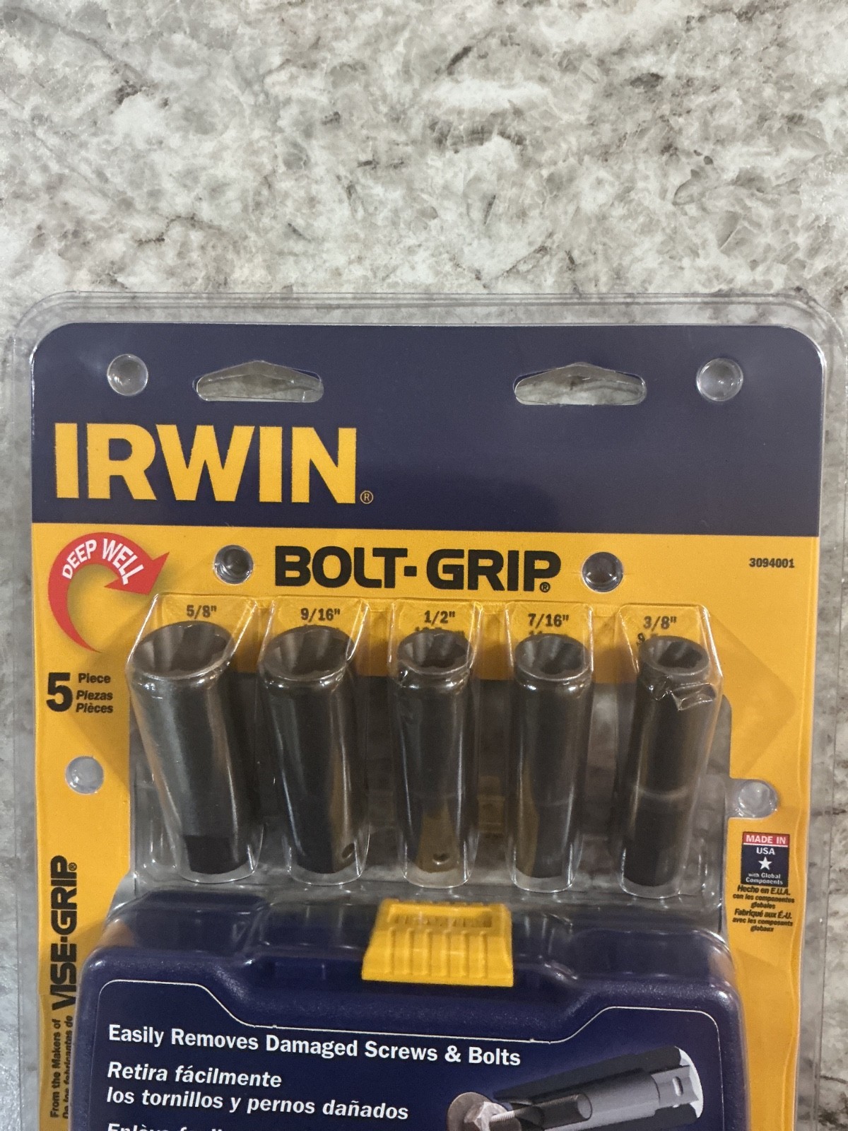 Irwin 3094001 Bolt Grip Damaged Screw and Bolt Deep Well Socket Extractor Set