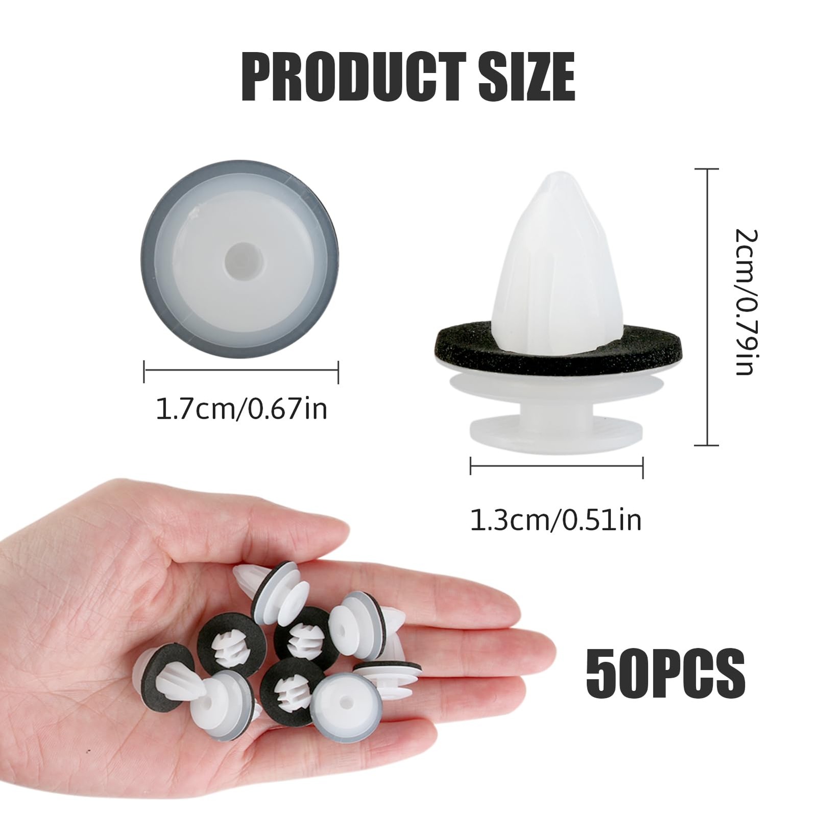 Car Trim Clips Plastic Fasteners 50 pcs, Universal Auto Panel Fixing White