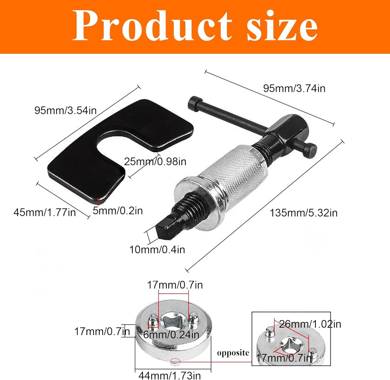 Brake Caliper Piston Rewind Tool,Car Rear Brake Pad Wind Back Tool,Right Handle