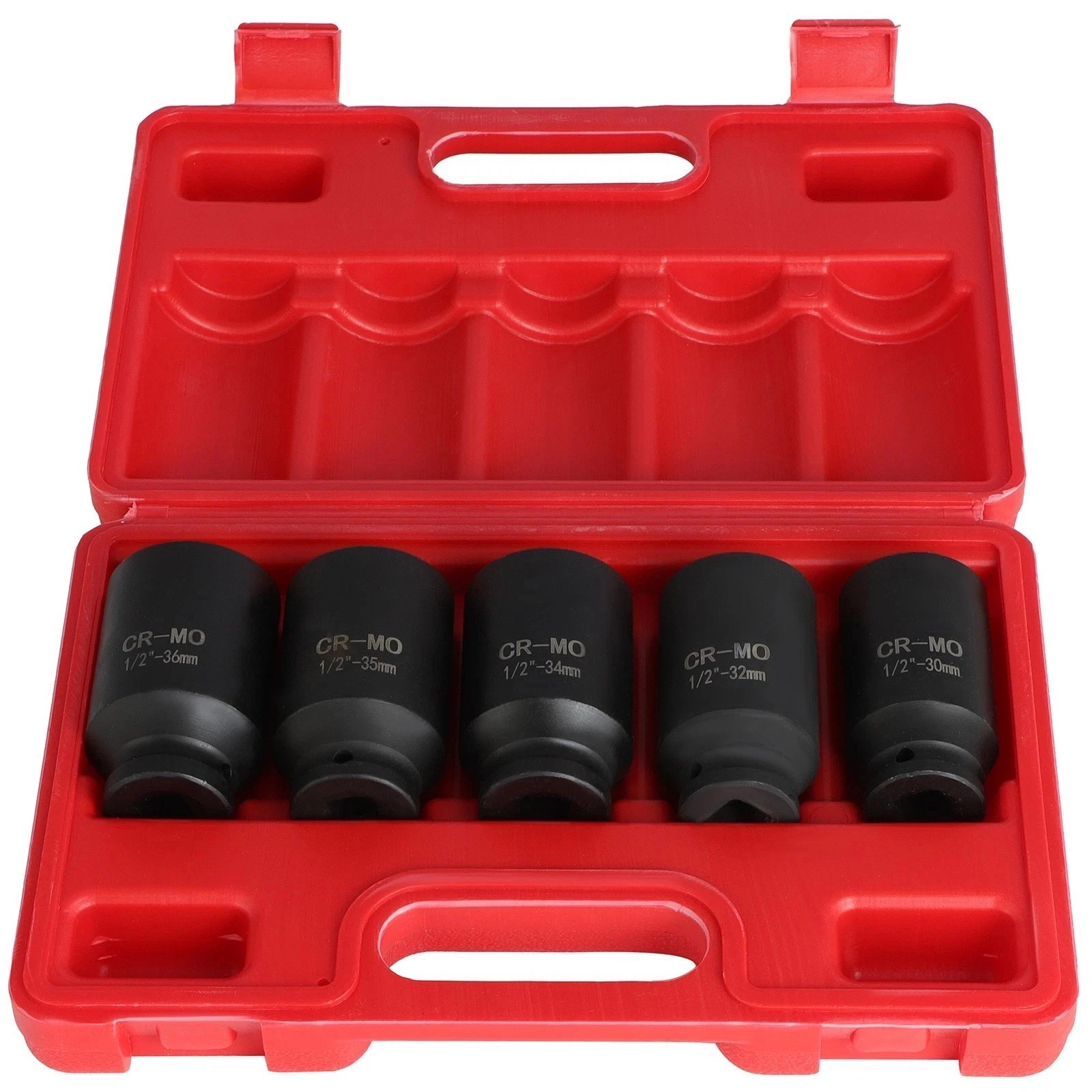 1/2″ Drive 12 Point Deep Impact Socket Set 5PCS 30mm 32mm 34mm 35mm 36mm