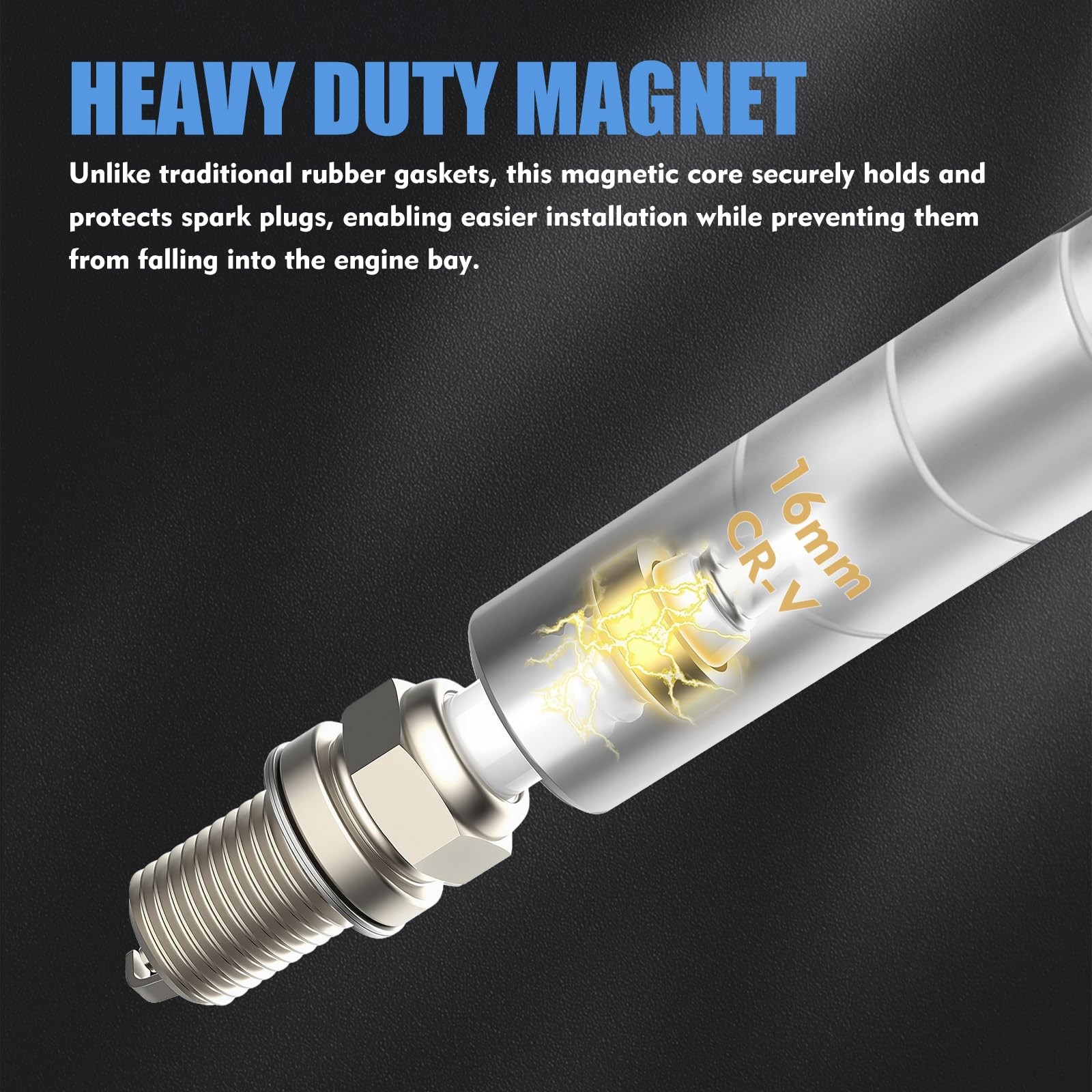 (16mm) 5/8″ Swivel Magnetic Spark Plug Socket – 3/8″ Drive Thin Extra long