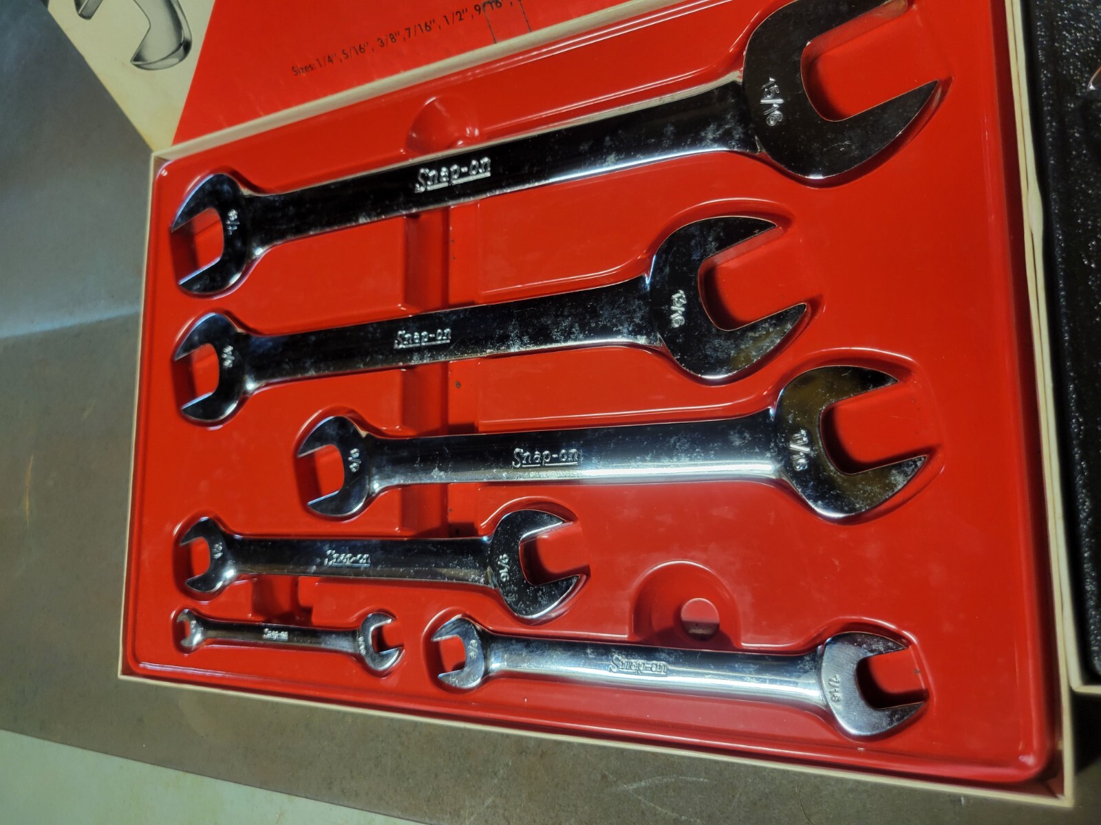 Vintage Snap On USA metric & standard open end wrench set original box very rare