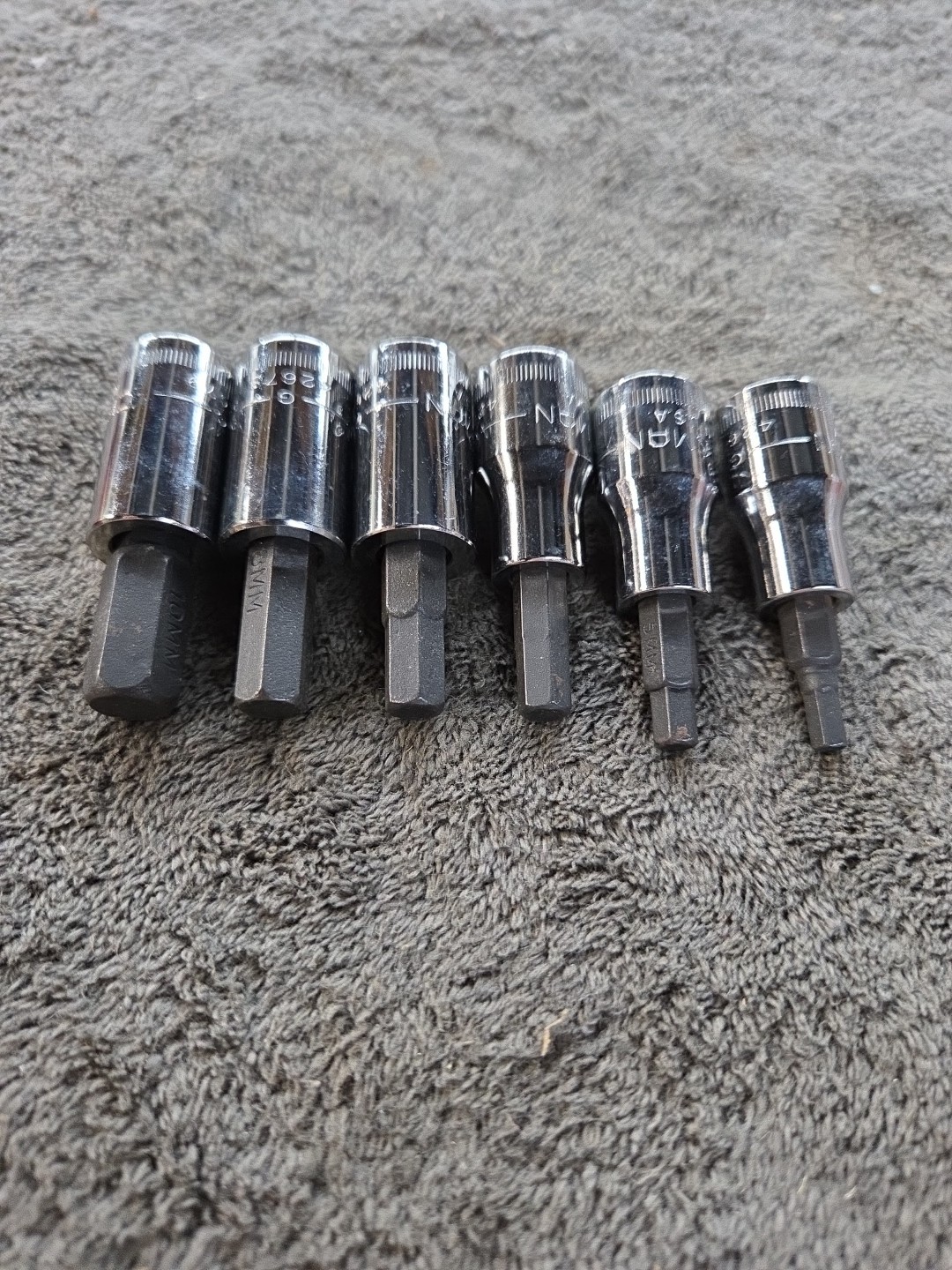 NOS SEARS Craftsman Hex Bit 6pc Socket Accessory Set 3/8″ Dr METRIC G 34448 USA