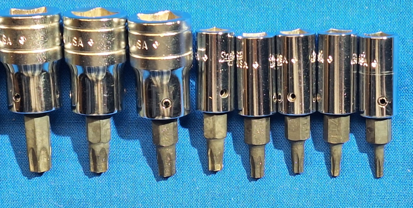 1986 Snap-On 211FTXY +1 12pc Torx bit socket set T55-T8 Includes FTX500 GM torx
