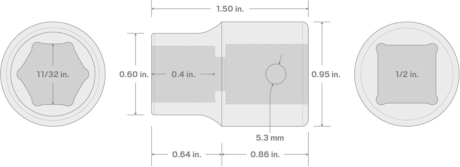 Corrosion-Resistant 11/32-Inch Shallow Impact Socket | Alloy Steel Construction