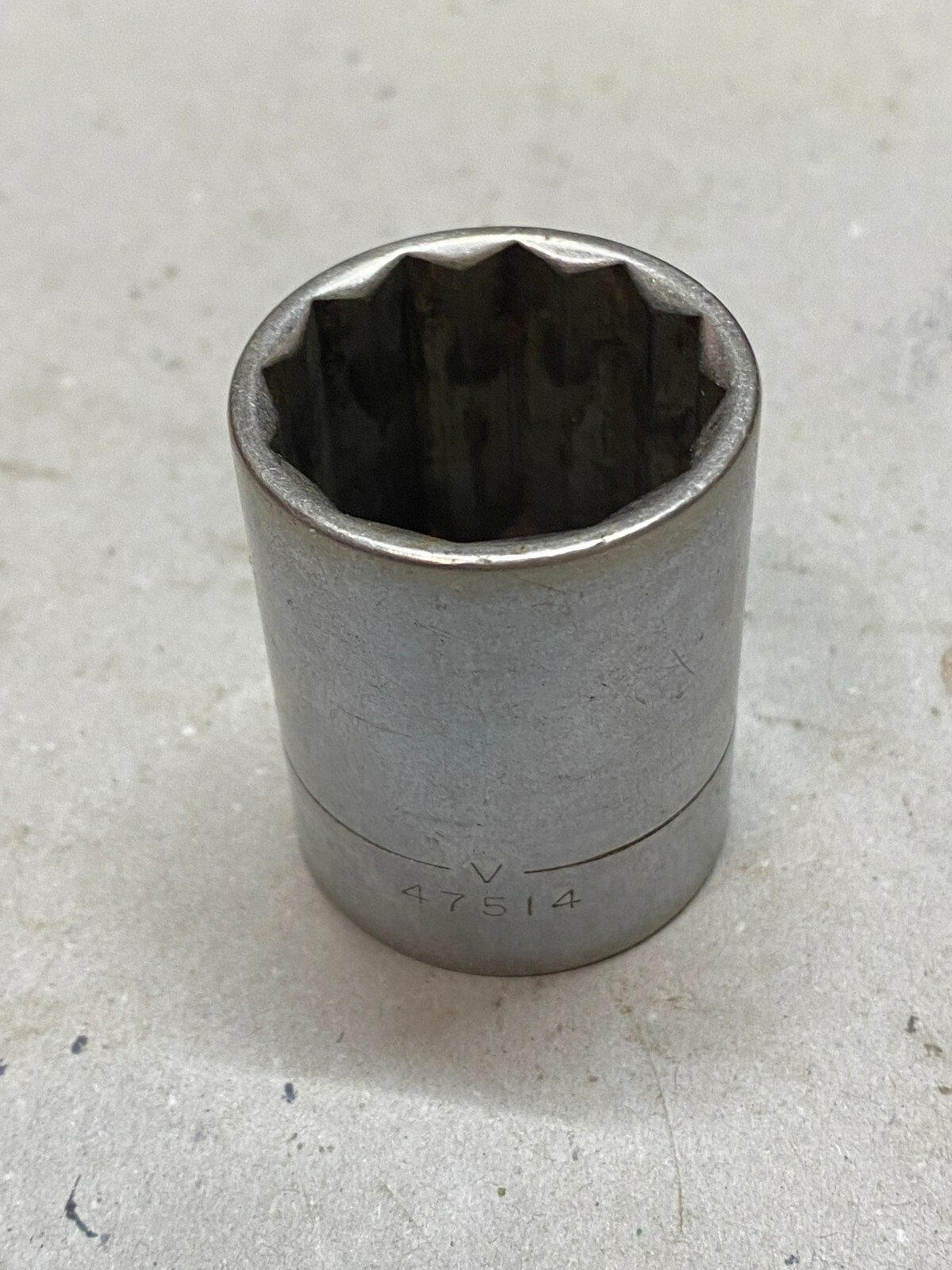 Vintage 70’s-80’s Craftsman 1″ Shallow Chrome 1/2″ Drive 12 Point Socket # 47514