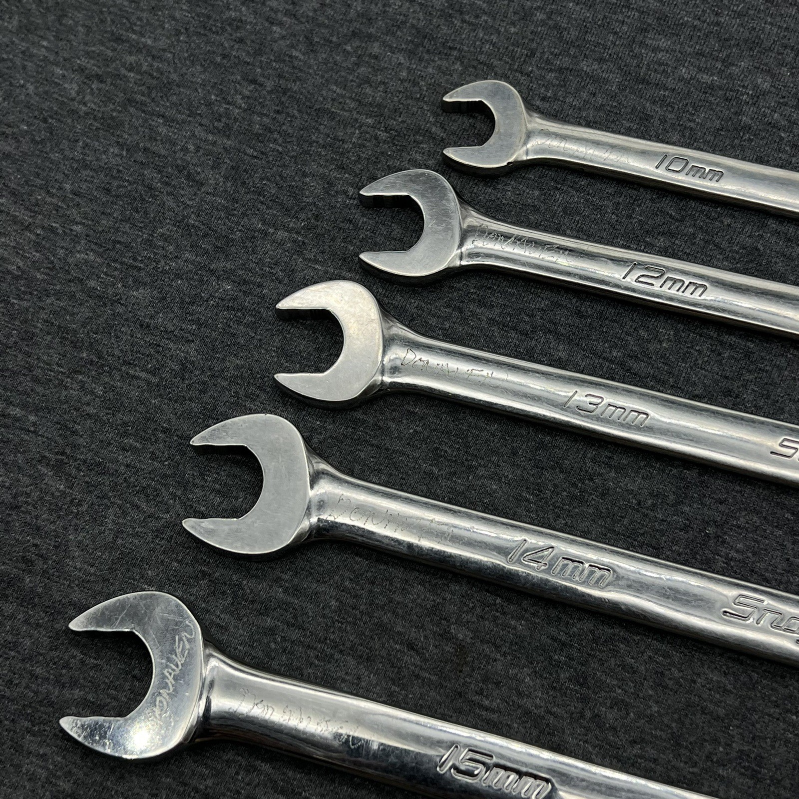 Snap-On 5pc Metric Flank Drive Long Wrench Set 12 Point SOEXLM 10mm-15mm USA