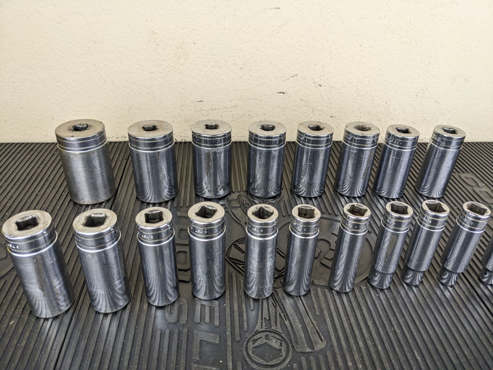 #bg790 Snap On 19 Piece 1/2″ Drive SAE Deep Socket Set 3/8-1-1/2″ USA