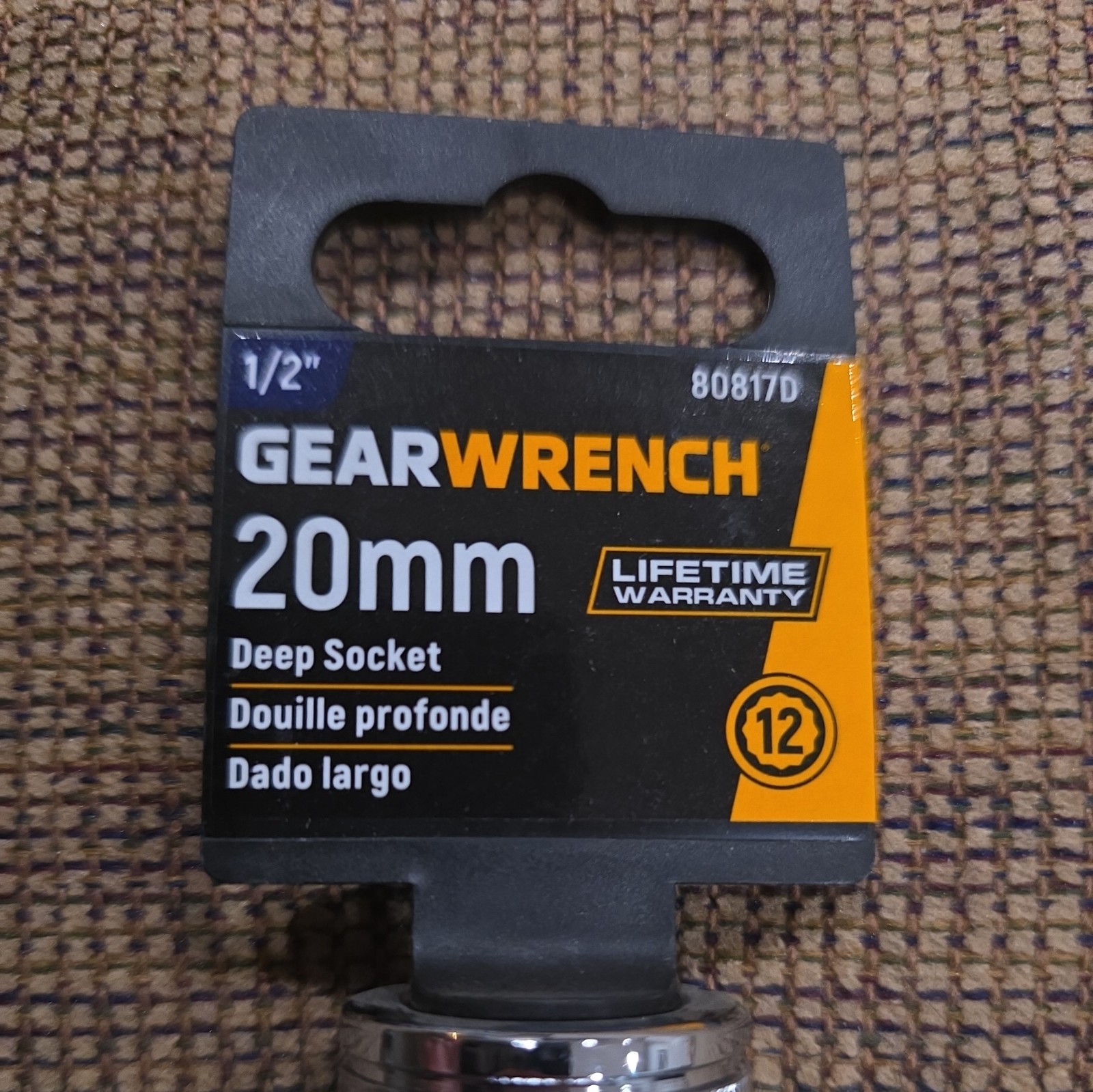GearWrench 80817D 1/2″ Drive 20 mm 12-Point Metric Deep Socket Chrome New