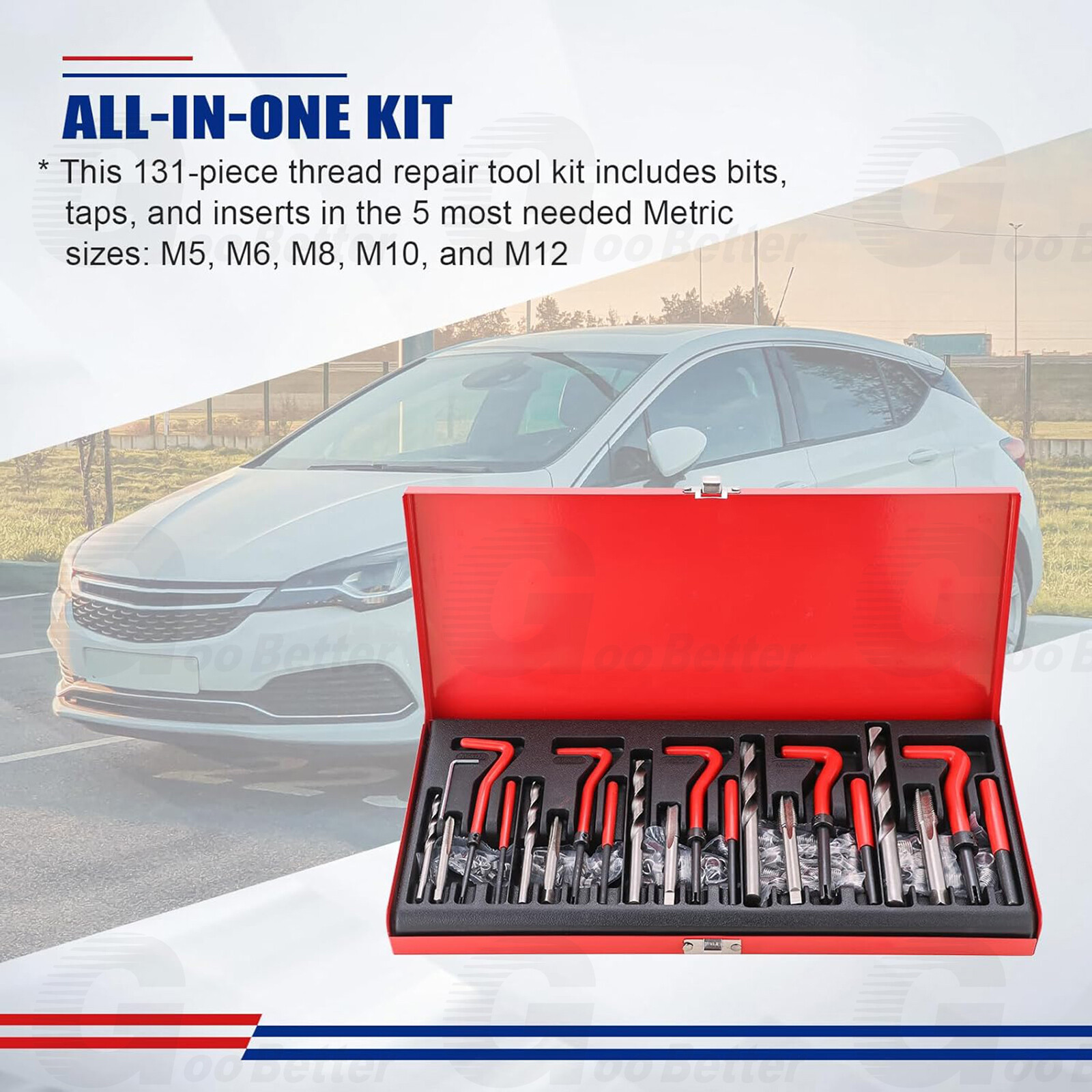 Helicoil Type Thread Repair Kit rethread Stripped Metric M5 M6 M8 M10 M12 131PCS
