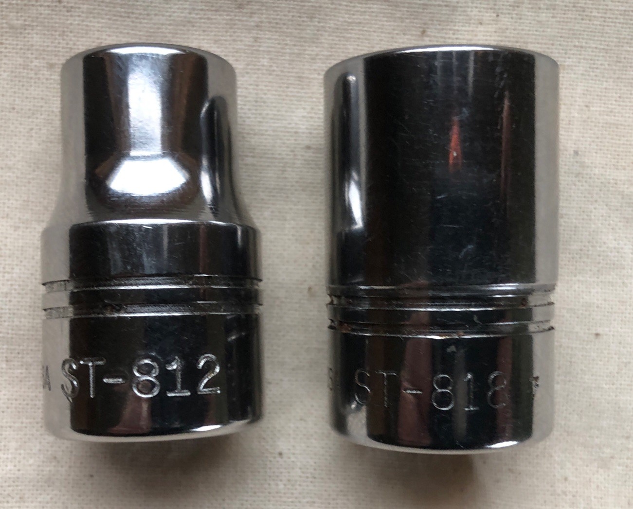 Two Williams U.S.A. 1/2″ Drive 8-Point Double Square Sockets: ST-812 & ST-818