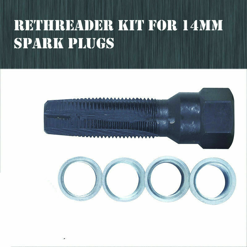 14MM Spark Plug Rethread Tool 4 Inserts Thread Reamer Tap Repair KIT Universal