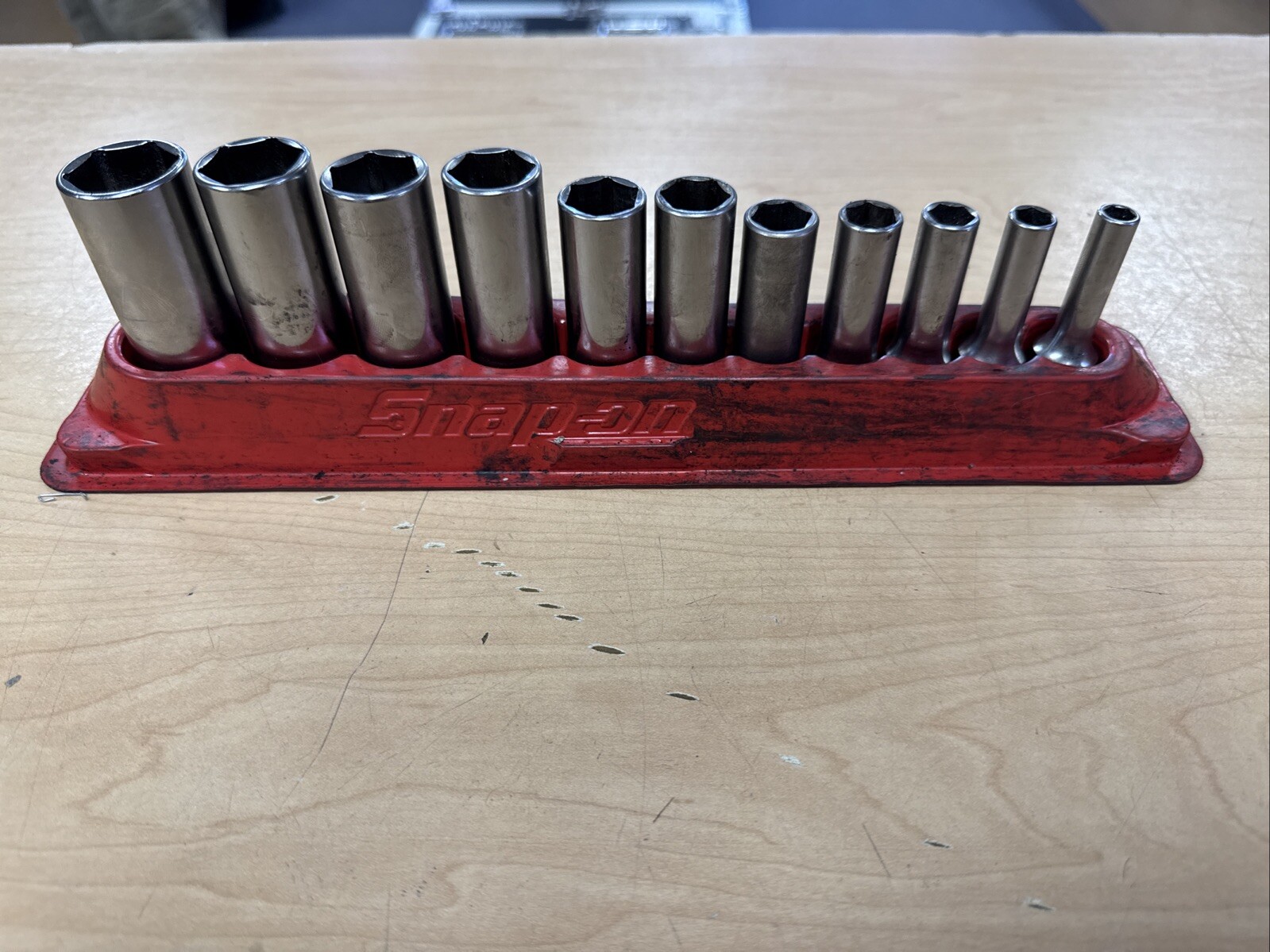 Snap On SAE Deep Socket Set 3/8″ Drive 6 Point 11pc W/ Magnetic Tray 211SFSY