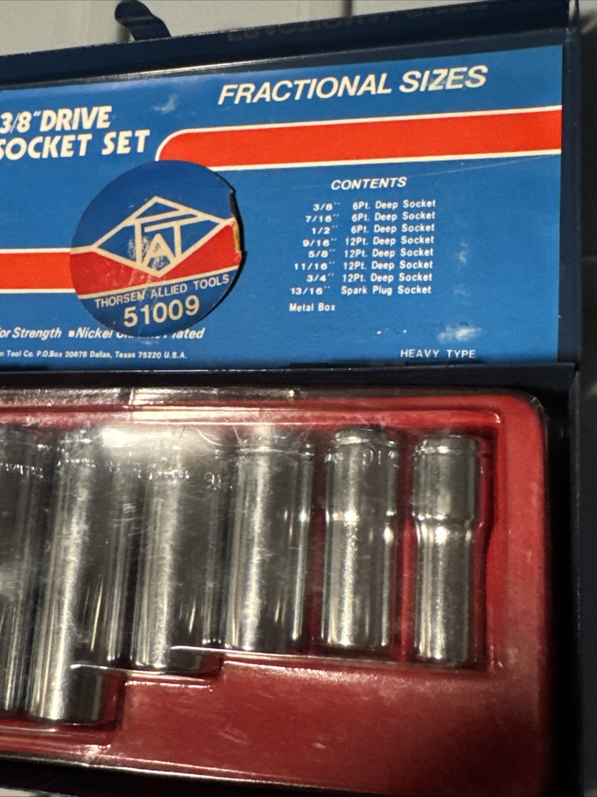Thorsen Tool 9 Piece 3/8 Drive Deep Well Socket Set