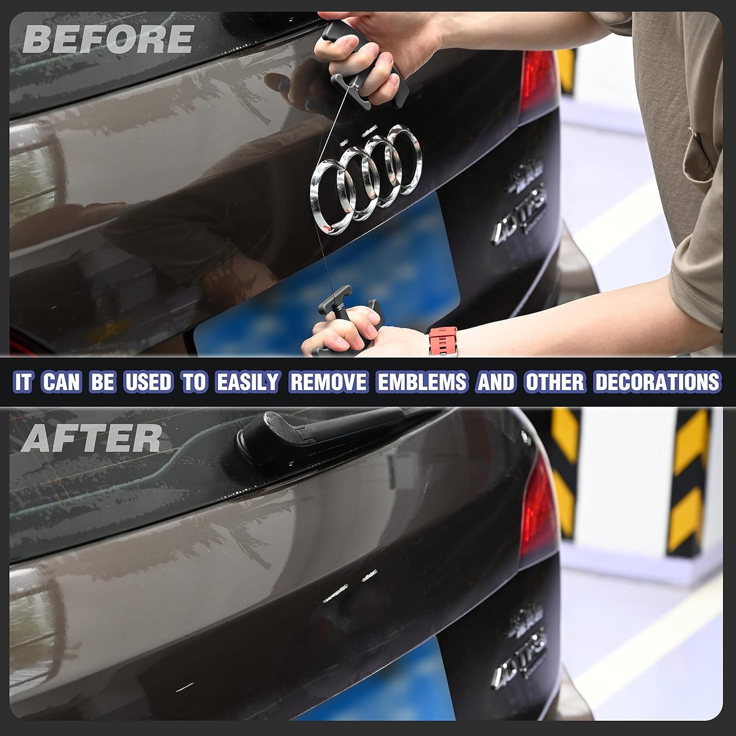 Vehicle Logo Remover Tool Set with 5PCS Scratch-Free 60CM Replacement Cords