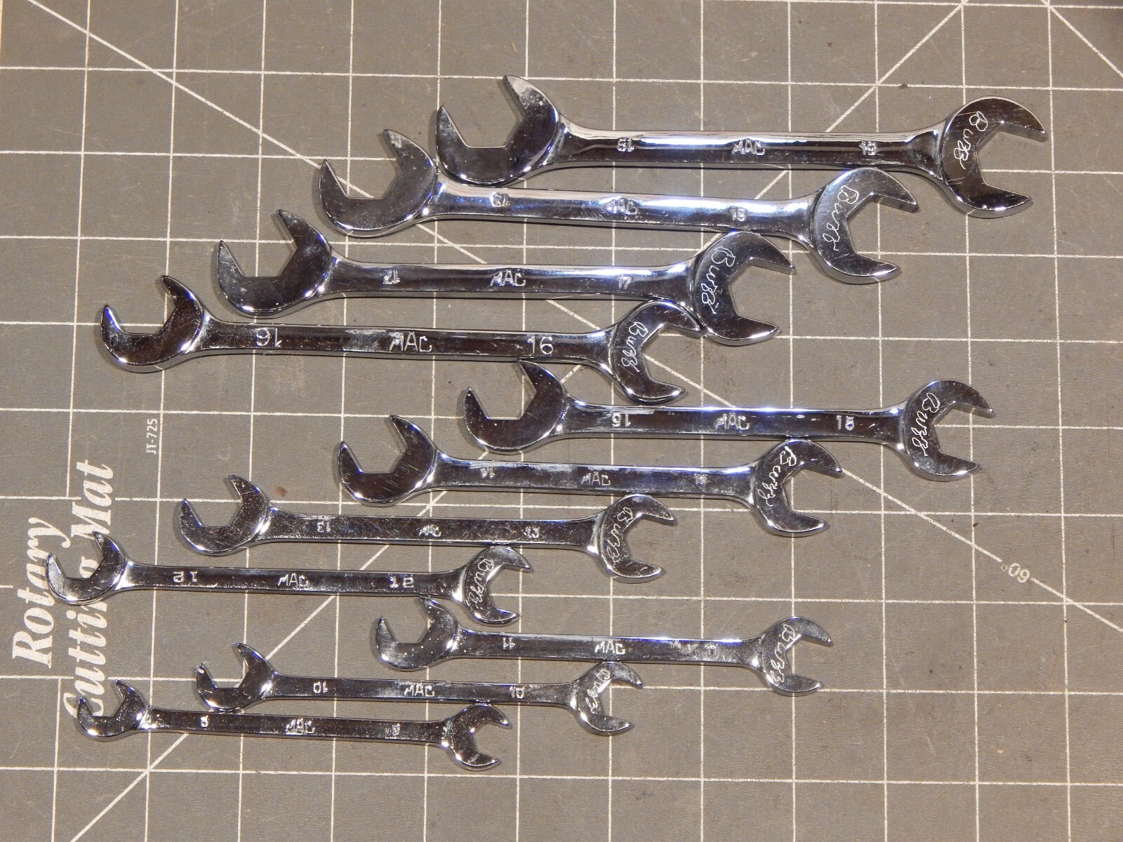 NICE Mac 11Pc Metric 4 Way Angle Head Open End Wrench Set 9MM 19MM Chrome Four