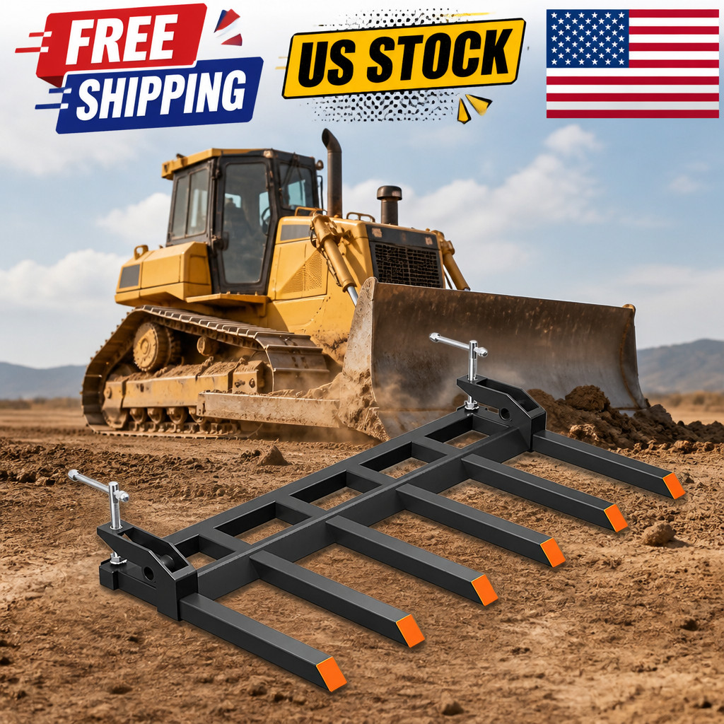 Clamp on Debris Forks Fit 60″ Bucket, 4000 LBS Capacity Heavy Duty 6 Fork Tines