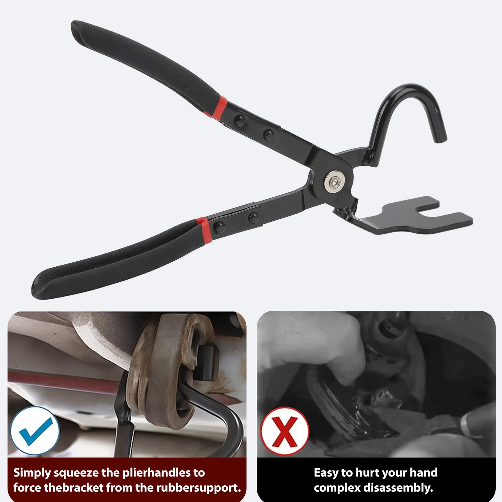Exhaust Hanger Pliers, Rubber Exhaust Hanger Removal Tool, Universal Cars
