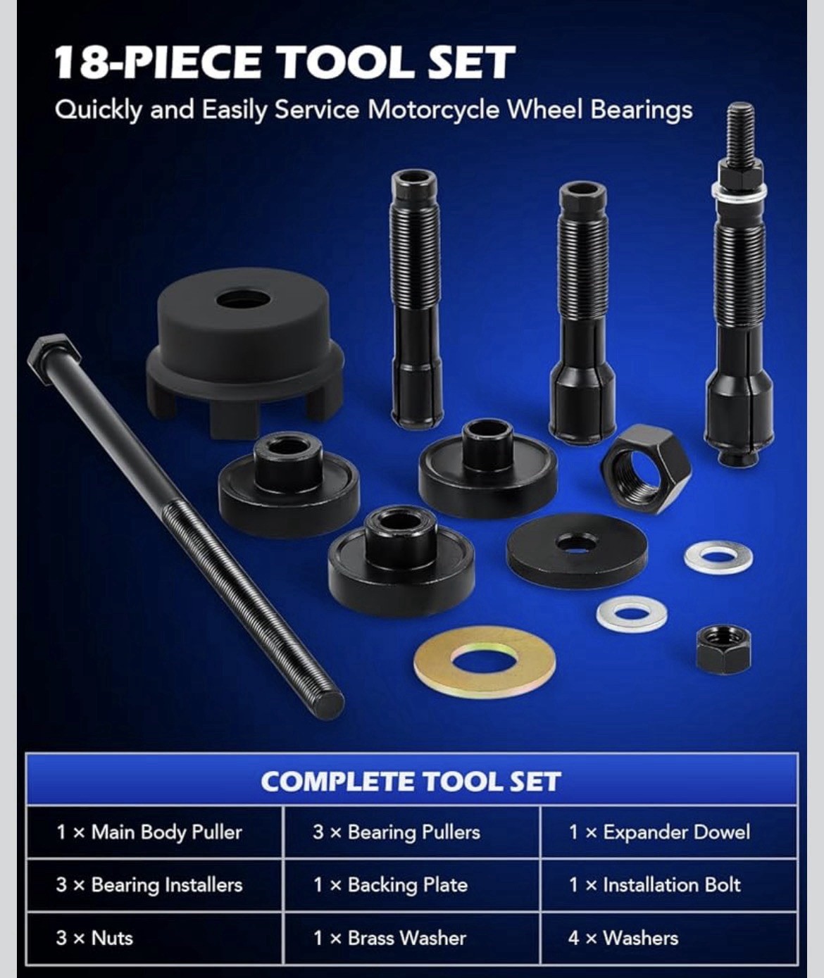 Orion Motor Tech Wheel Bearing Puller Tool Kit Compatible with Harley